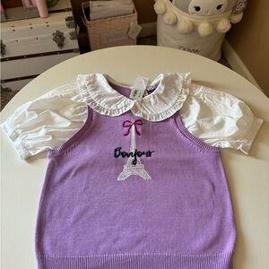 New Janie and jack Purple Bonjour Kids Top